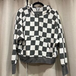 Checkered gray and White Hoodie